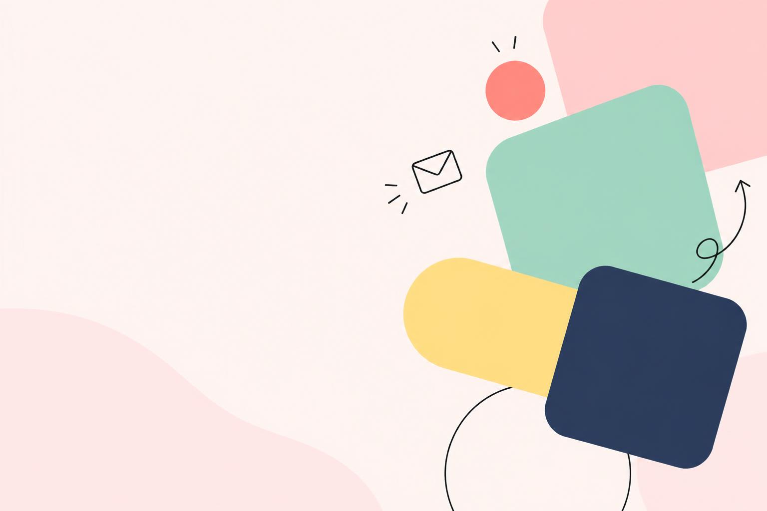 Soft pastel shapes in blush, mint, yellow and navy on a warm cream background